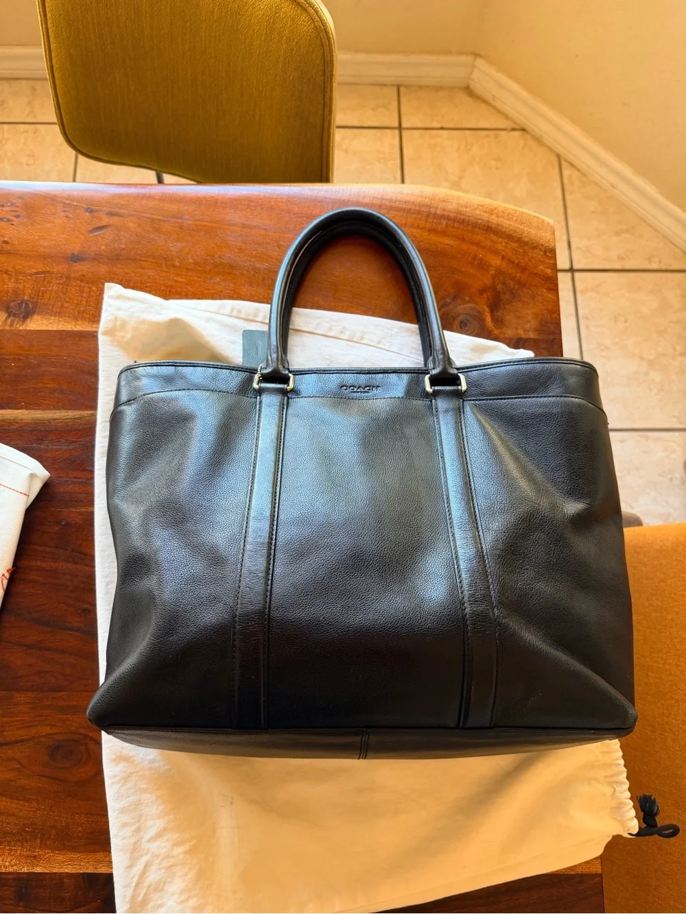 Coach Black Leather Men’s Tote Bag